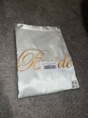 Bride Satin Robe with Gold Script